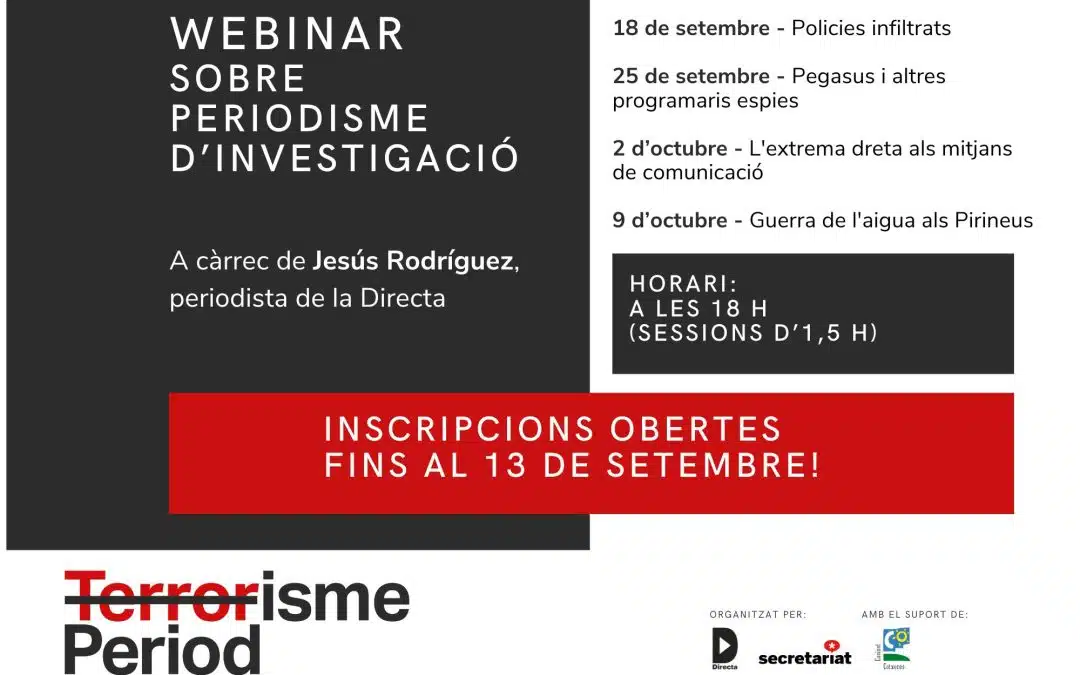 Webinar sobre periodisme d’investigació a càrrec de Jesús Rodríguez, periodista de la Directa